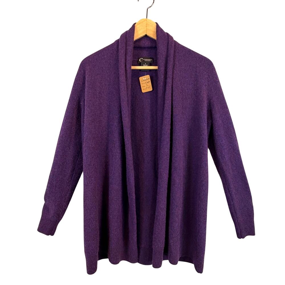 100% 2 Ply Cashmere C by Bloomingdales Open Front Cardigan Sweater Size Small